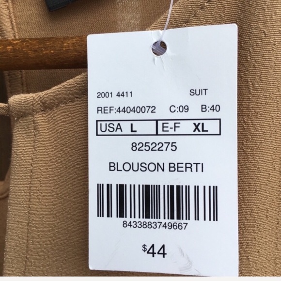 NWOT MNG BASICS camel closed v neck blouse - Picture 6 of 7